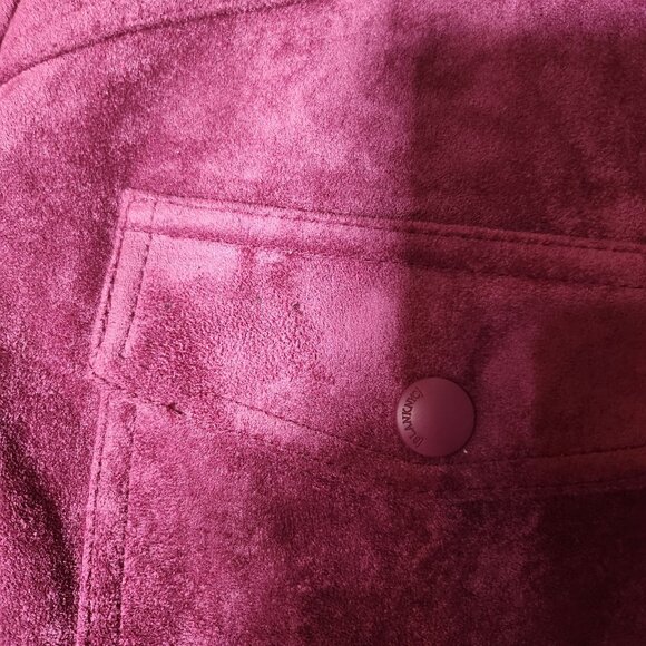 Blank NYC‎ Faux Suede Fringe Jacket Snap Closure & Chest Pockets Medium Burgundy - Picture 9 of 9